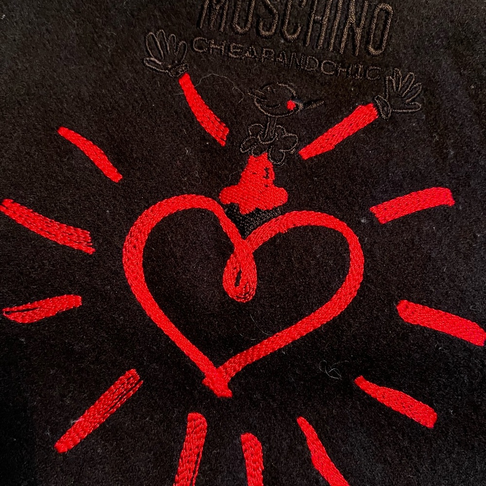 Moschino Black and Red Heart Graphic Sweater